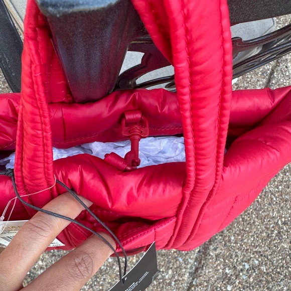 Michael Kors Stirling Small Quilted Padded Tote Bag Color Crimson New - Picture 3 of 6